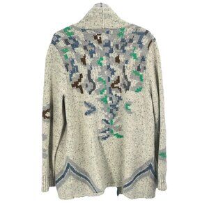 Nic + Zoe Long Line Open Cardigan Patchwork Festival Boho Hippie Sz Medium